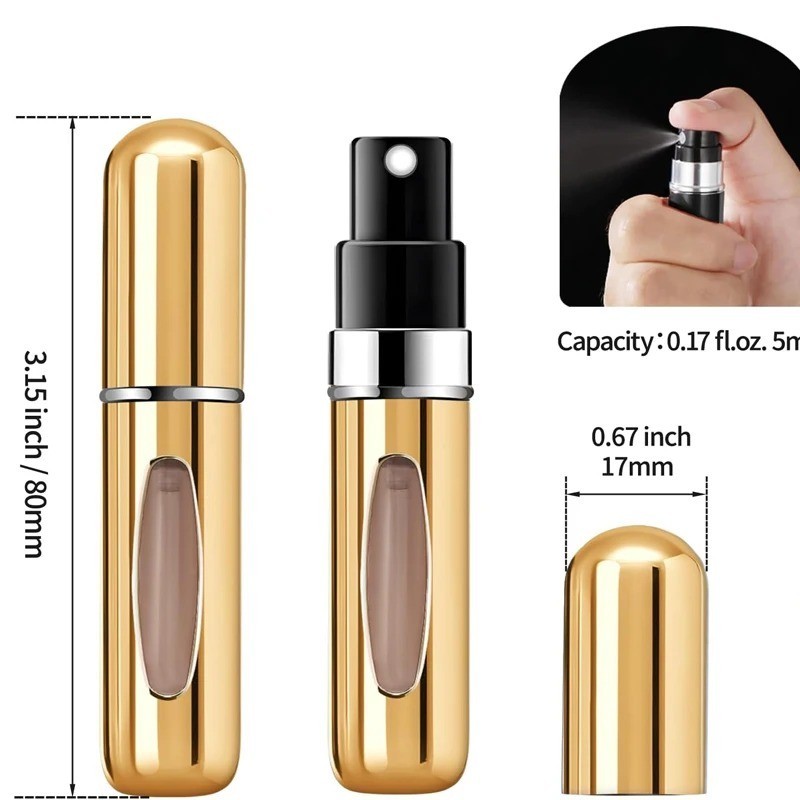 4Pc 5ml Mini Refillable Travel Portable Perfume Atomizer Bottle Spray Pump Cases