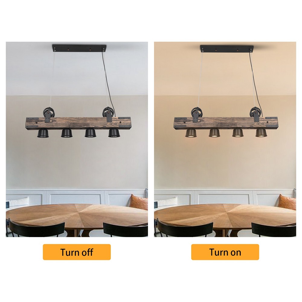 Rustic Dining Room Ceiling Fixture with 4 E26 Bulb Sockets for Dining Room