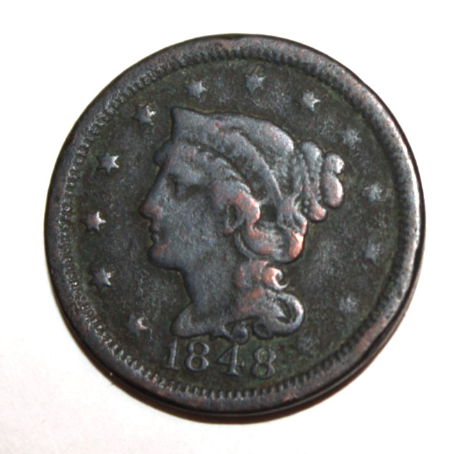 1848 Large Cent Liberty Head/ Braided Hair Cent