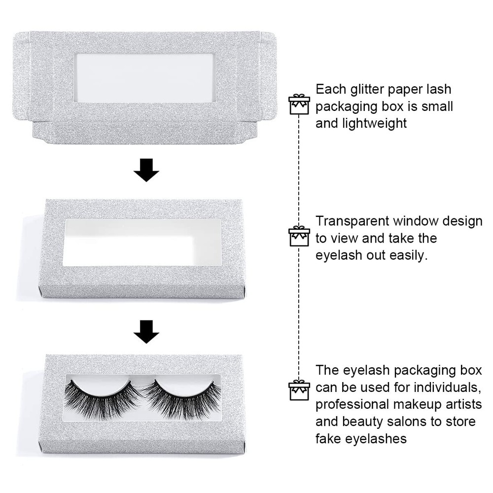 40pc Empty Eyelash Packaging Boxes with 20 Lash Trays False Lash Case Silver