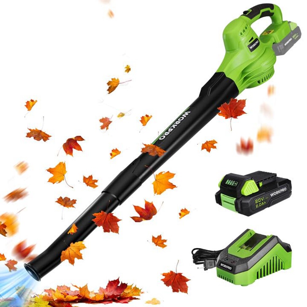 WORKPRO Cordless Leaf Blower, 20V Battery Powered 2-Speed Control Lightweight
