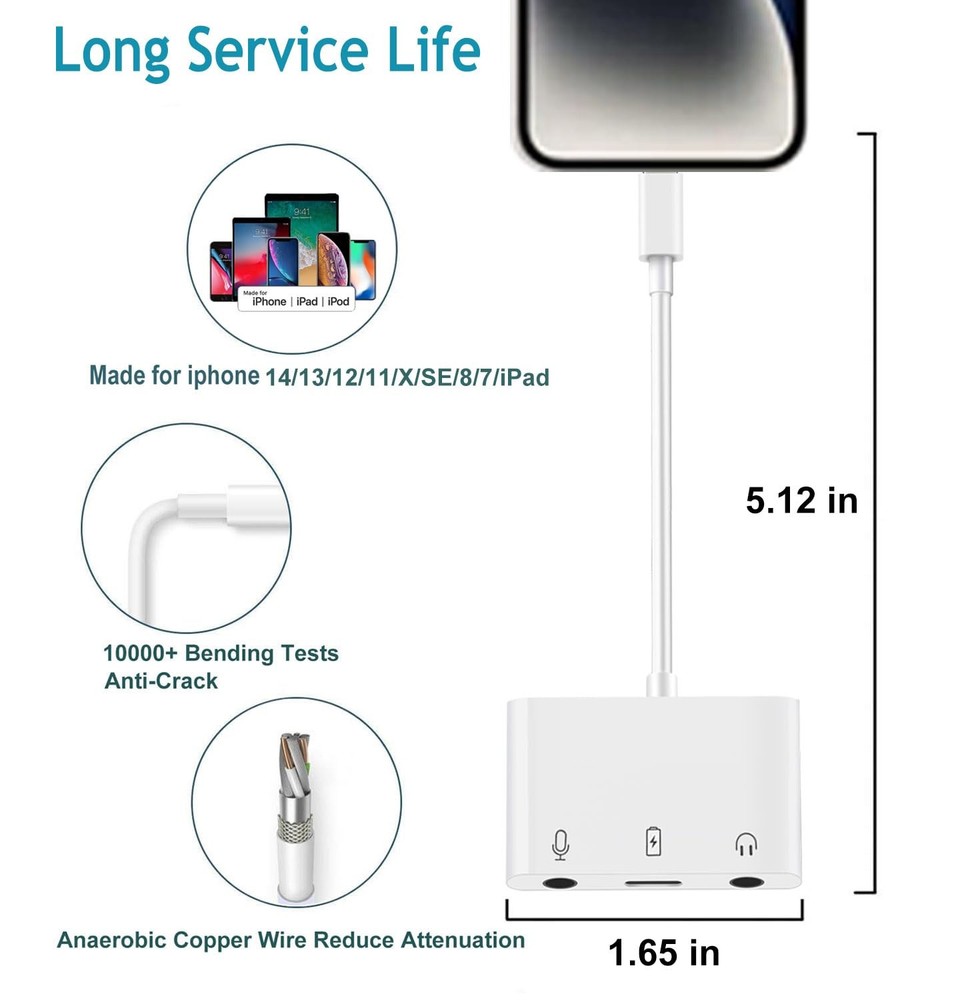 Ceotsak iPhone Microphone Adapter for Live-Streaming, & White