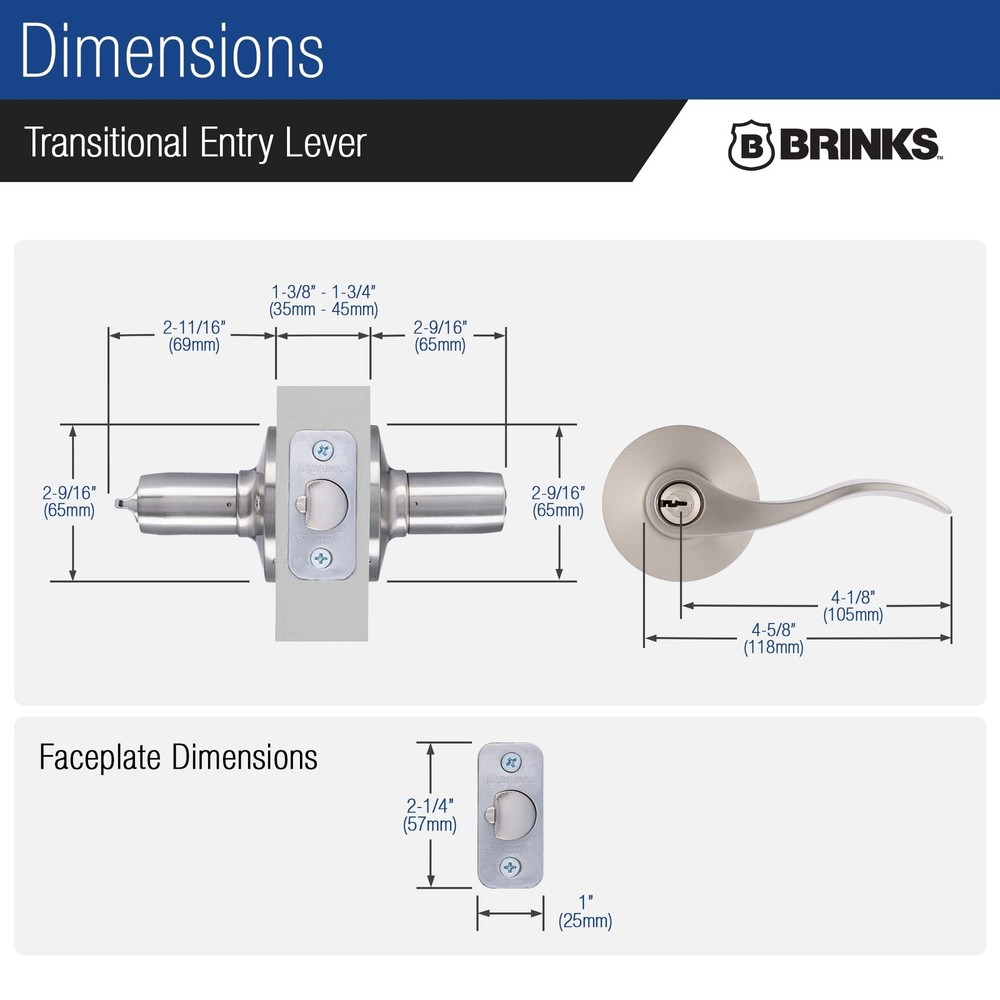 BRINKS – Transitional Keyed Entry Wave Door Lever, Satin Nickel - Designed