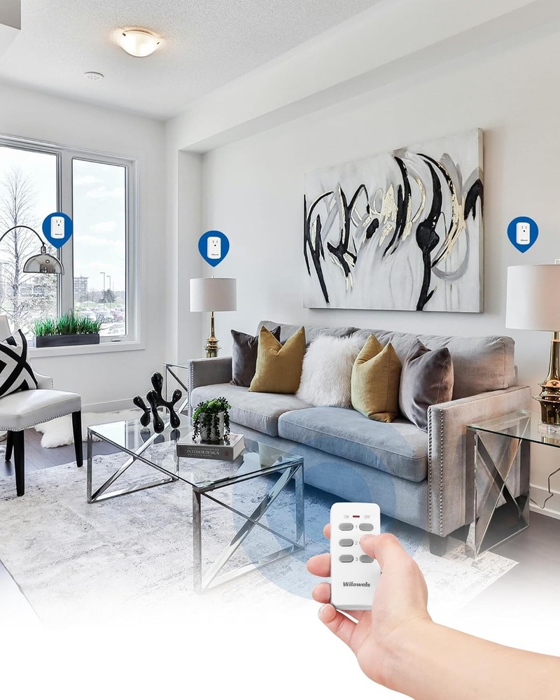 1 Remote Control + 3 Outlets Wireless Remote Light Switch, 100ft RF Range
