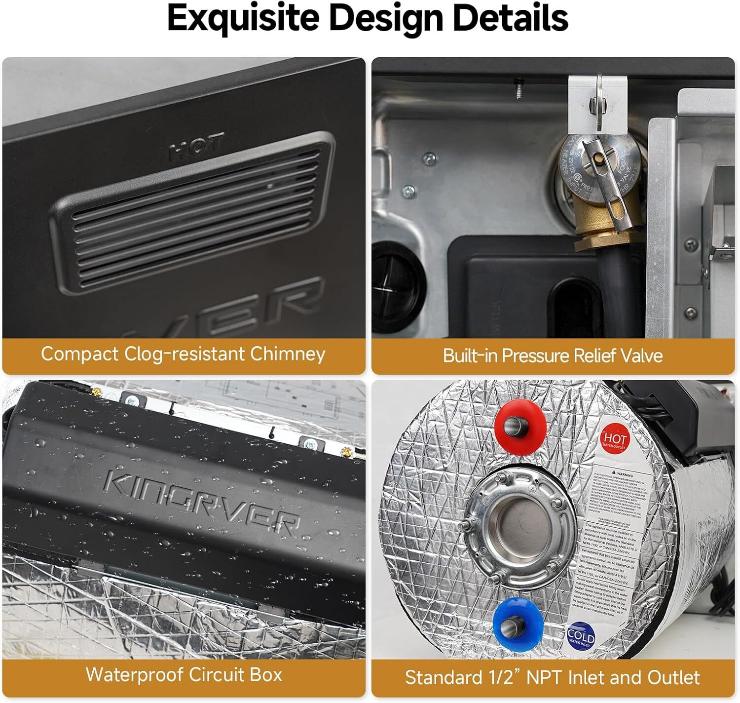 6 Gallon RV Water Heater Propane Gas + Electric 12,000BTU 1440W DSI For SW6D