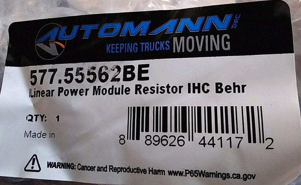 Automann, 577.55562BE, Linear Power Module Resistor IHC Behr