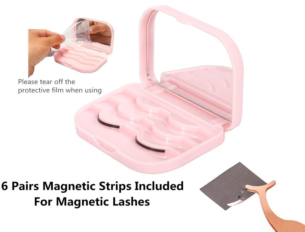 False Eyelash Case Lash Organizer Container 2 Piece Set, Light Pink
