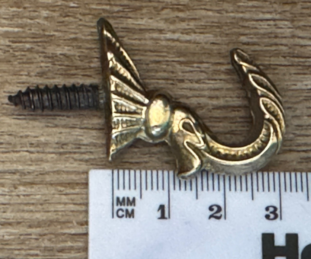 BRASS HOOK COAT HOOK CURTAIN TIE BACK VINTAGE