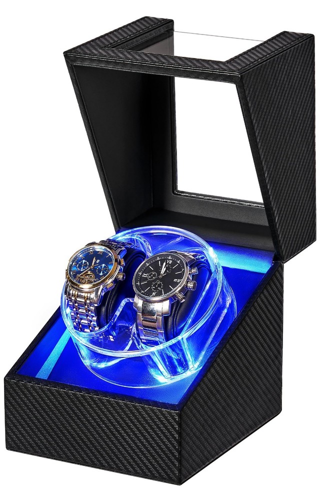 Automatic Watch Winder Box with LED Design, 4 Modes, Super Quiet Motor, Type-C A