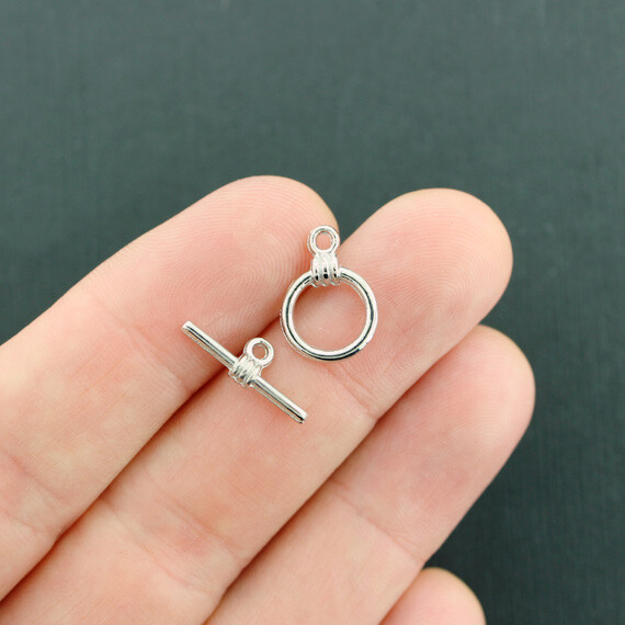 20 Toggle Clasps Silver Tone Elegant Design 2 Piece Sets - SC2588