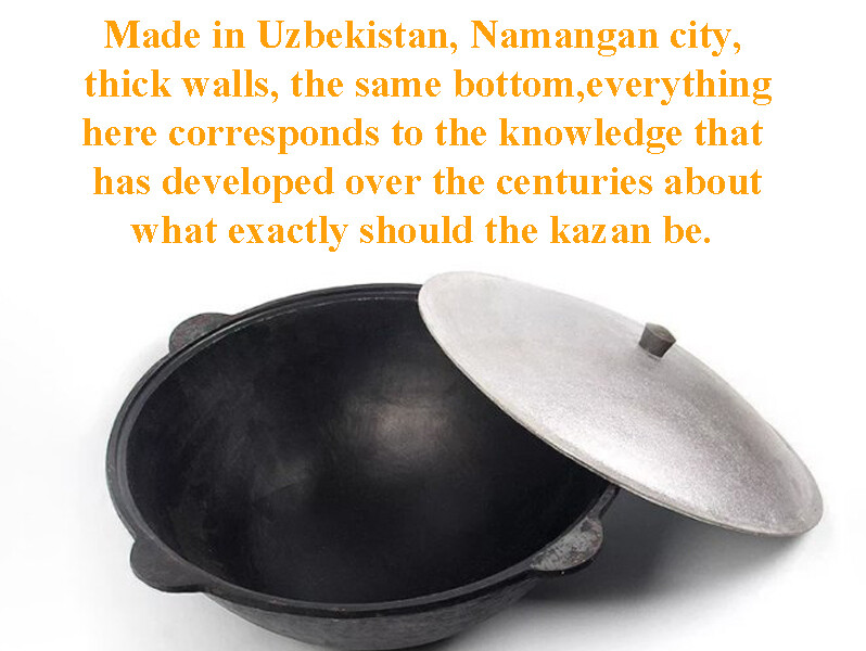 22L Authentic Uzbek Kazan Traditional Cast Iron Cauldron Pilaf Plov Lagman Wok