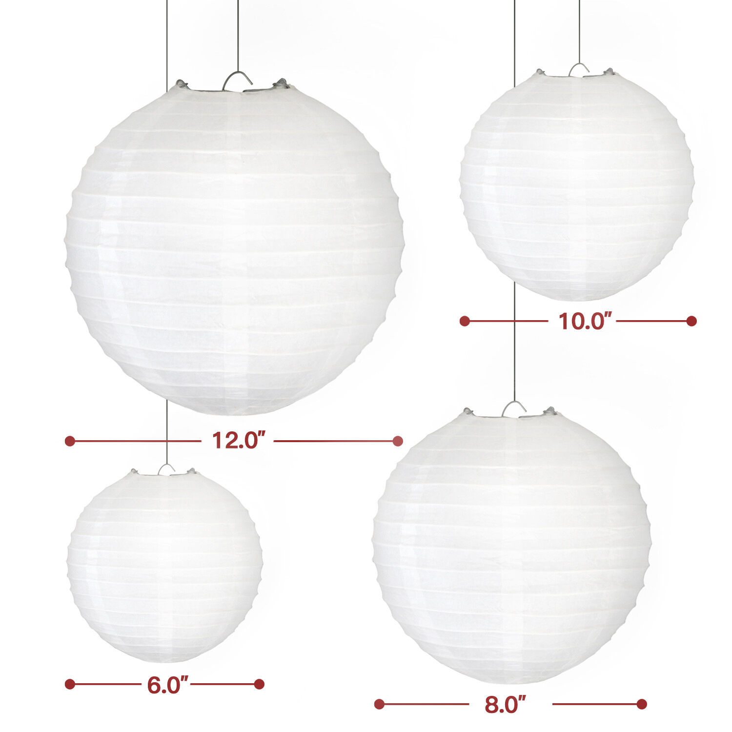 Novelty Place 10pcs White Paper Lanterns - Great Home Party Wedding Decorations