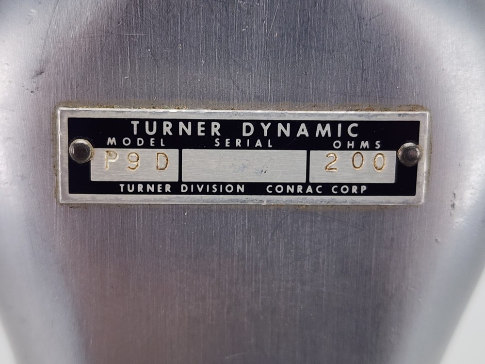 Vintage Turner P9D Dynamic Microphone Tested Working PTT #1