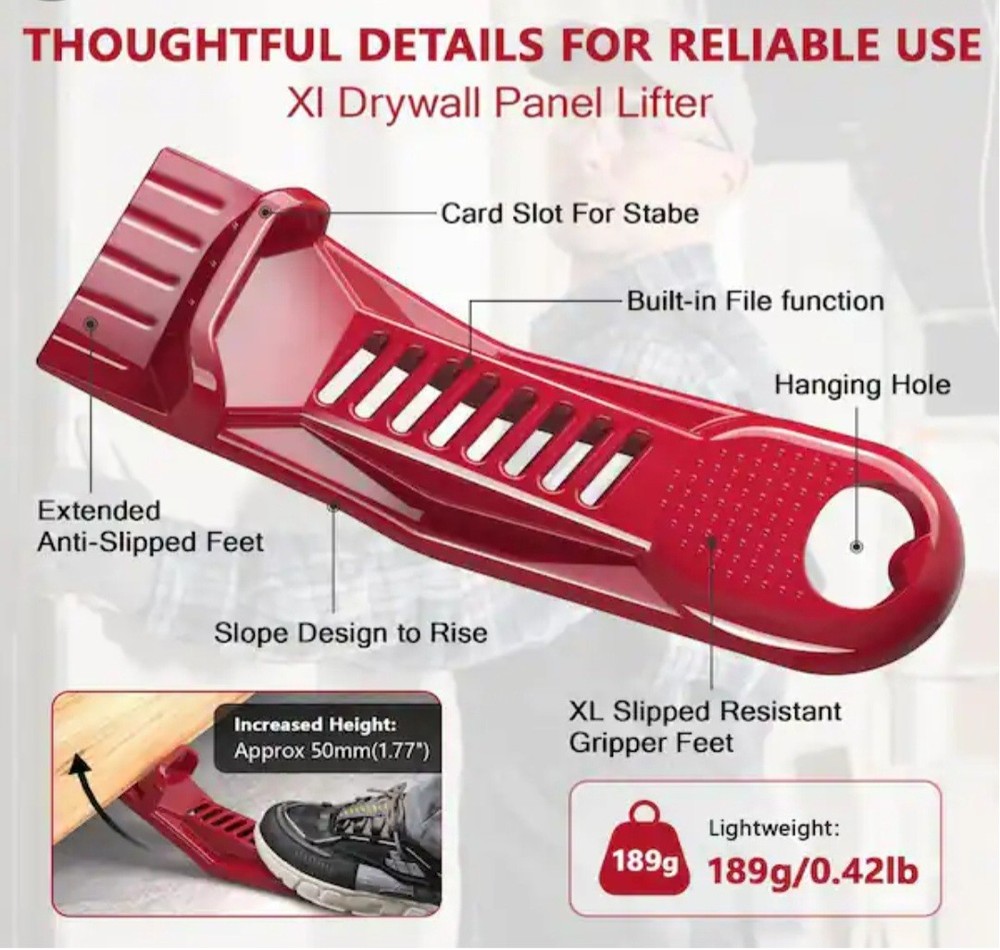 B6) Calvava Sheetwall Drywall Lifter Kicker, Rasp 2-Pack Panel Hoist