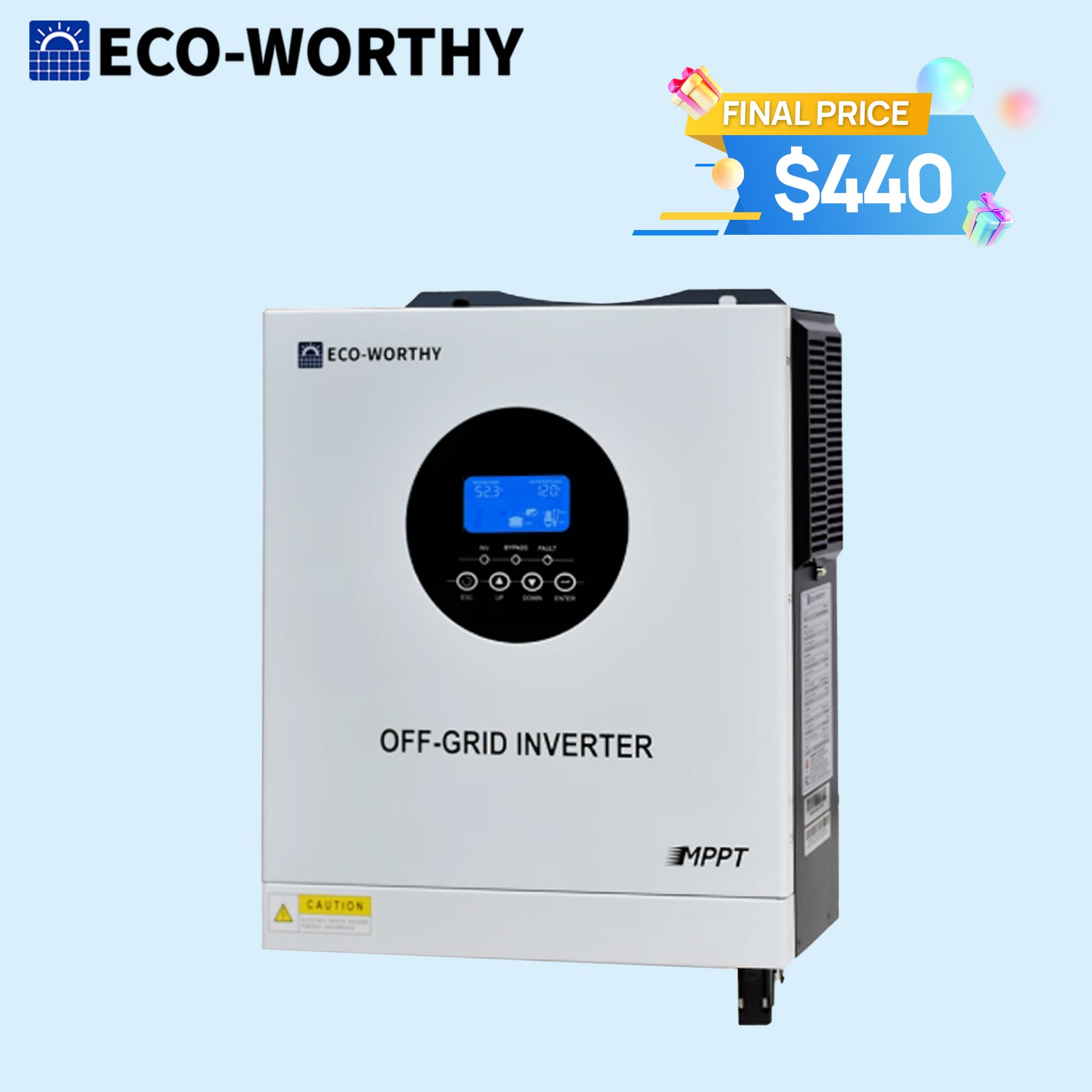 ECO-WORTHY 5KW Solar Inverter 48V DC-120V/220V AC Split Phase Off-Grid