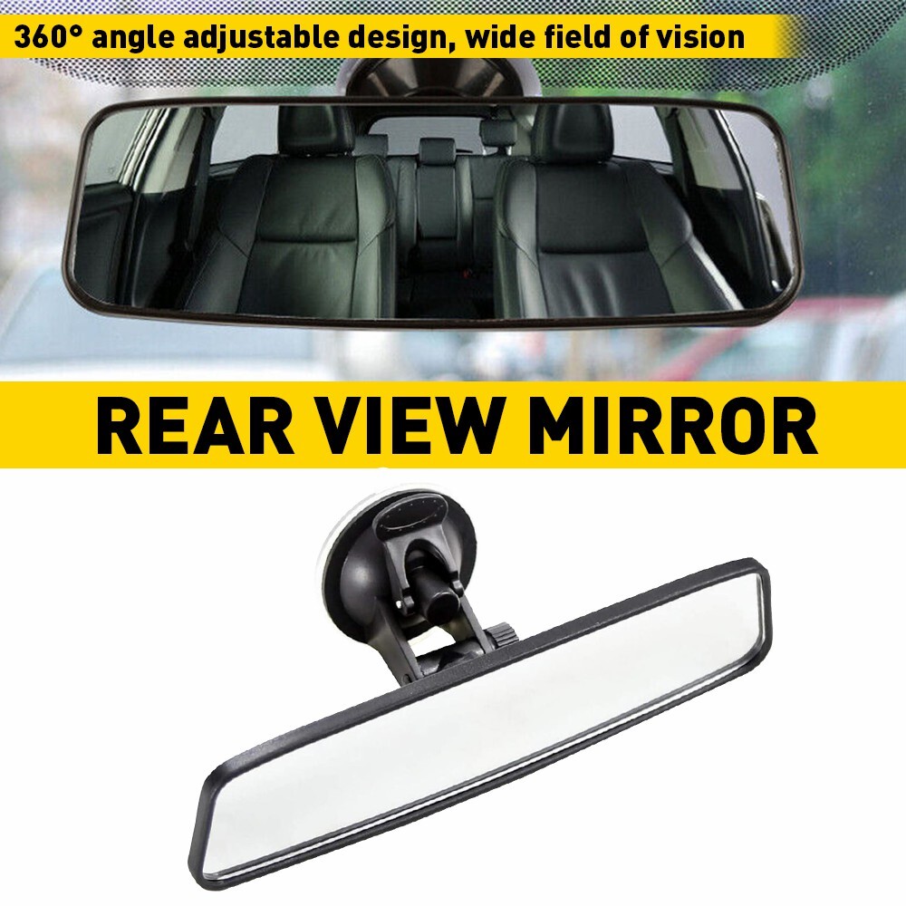 Car Interior Rear View Mirror Wide Flat Suction Cup Universal Angle Adjustable