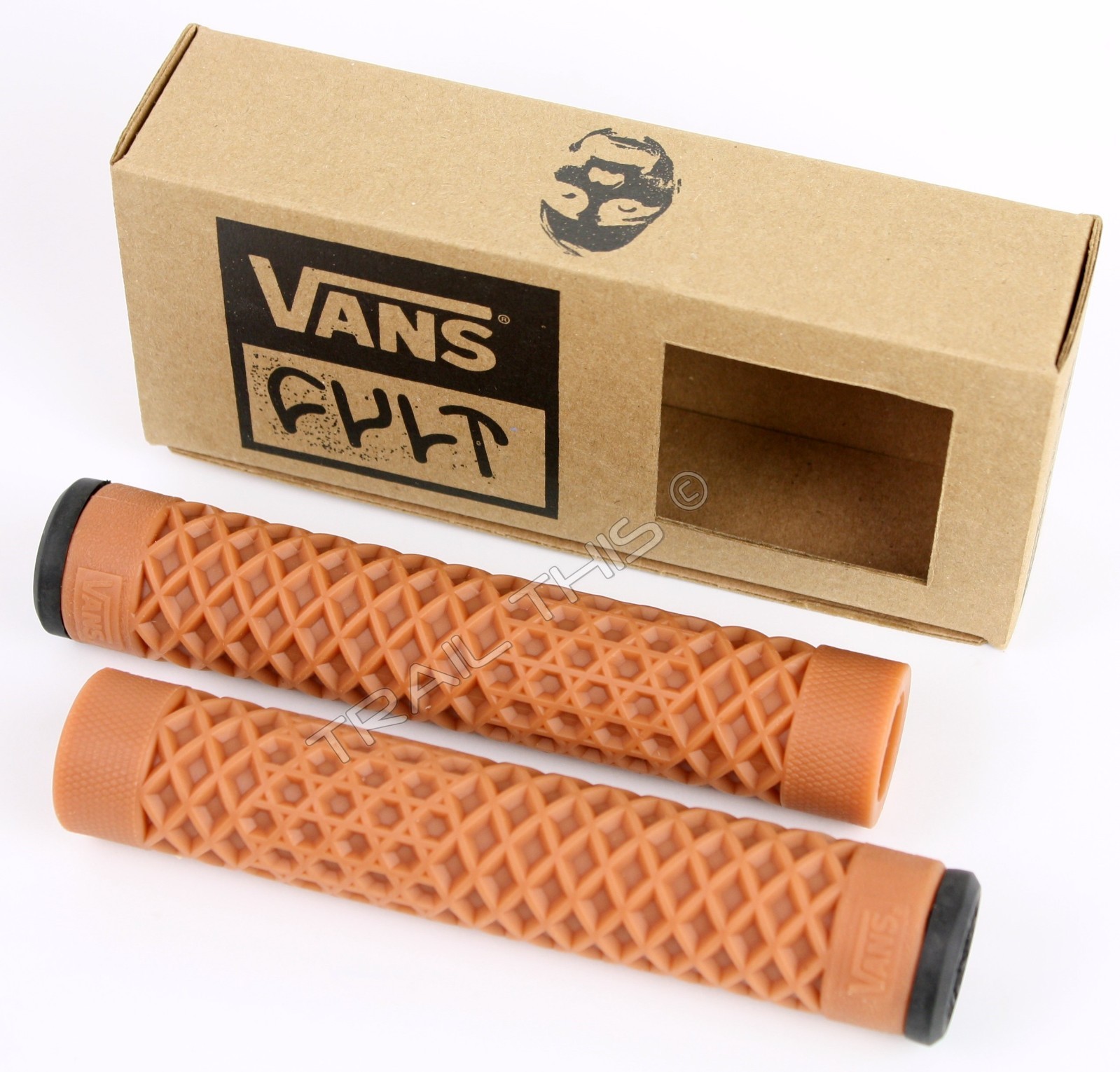 Cult Vans Gum Flangeless Grips BMX Bike / Scooter Waffle Pattern - Brown/Tan