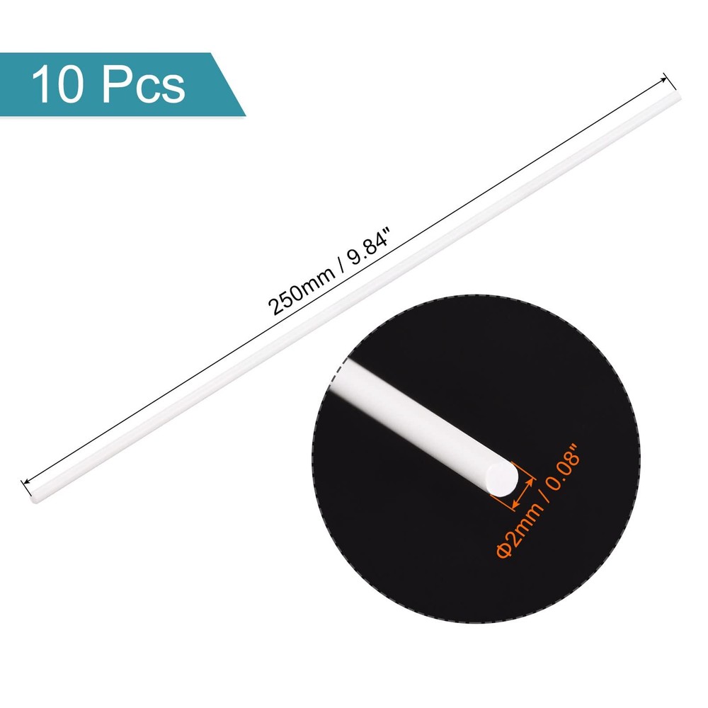 ABS Plastic Rod Round Solid White Bar 2mmx250mm for DIY Model Material Archit...