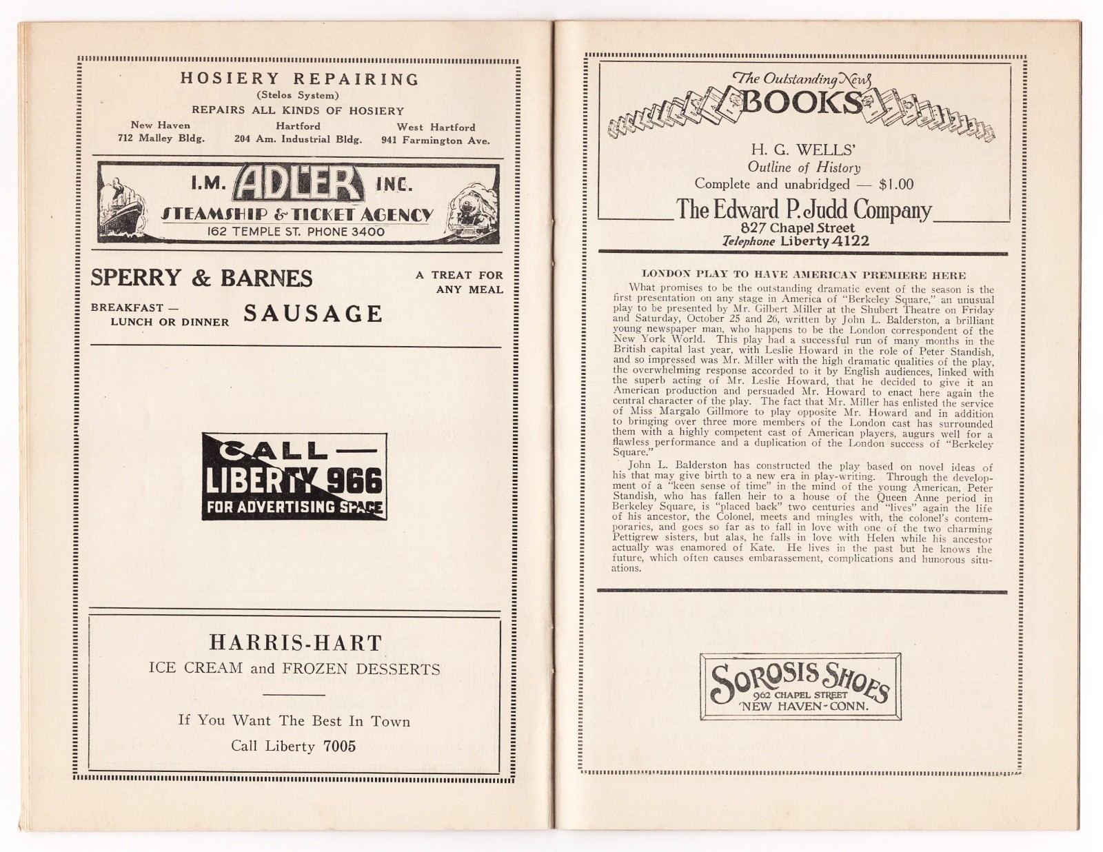Janet Beecher in "COURAGE" and the ISADORA DUNCAN DANCERS 1929 New Haven Program