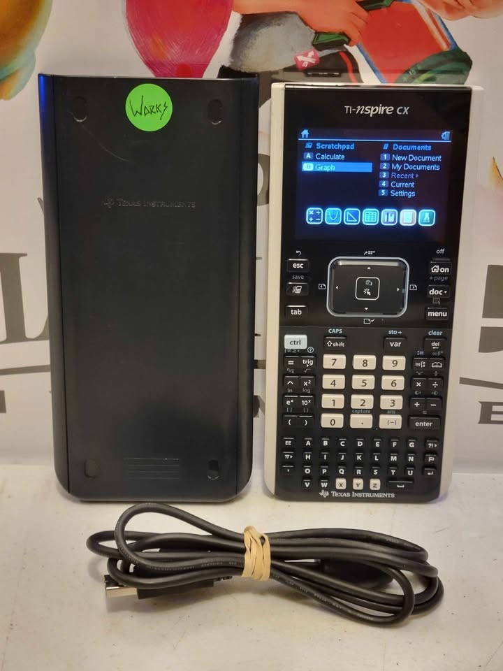 Working TI-Nspire Cx Texas Instruments Screen Graphing Calculator w/ Cable