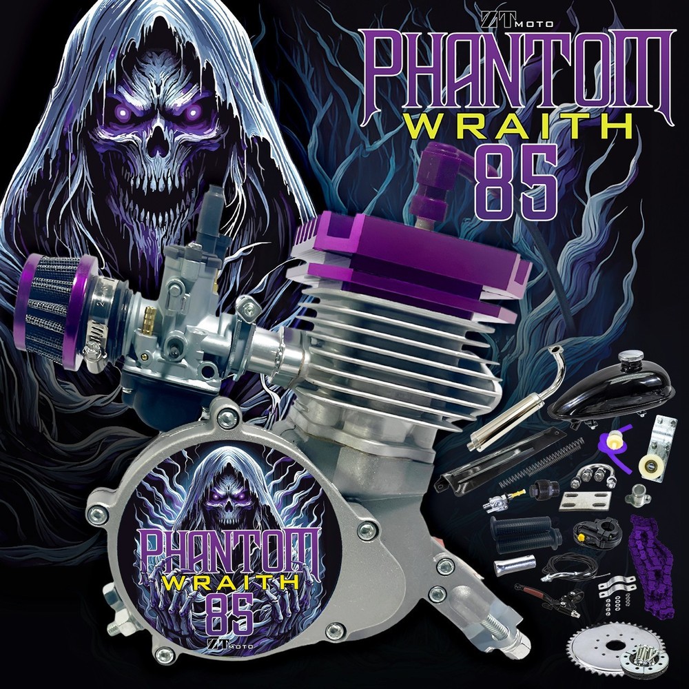 ZTMoto Phantom 85 Wraith - Complete 52mm Bore 2 Stroke Motorized Bicycle Engine