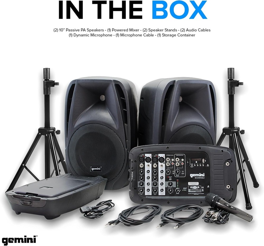 Portable PA System Bluetooth Speakers Microphone Mixer Stands 600W