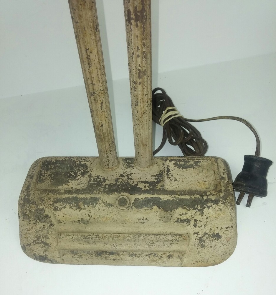 Desk Lamp Vintage Metal Rustic Painted Restoration Project Rectangular Bar