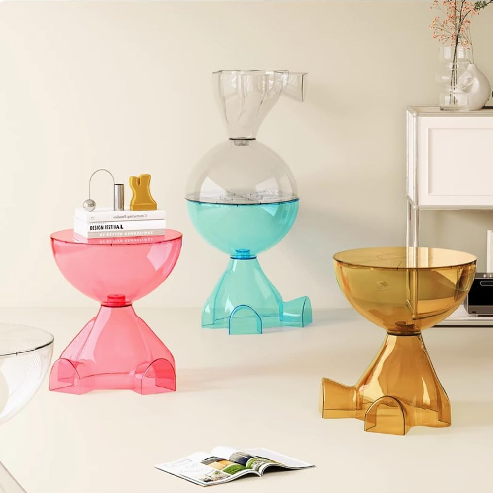 Transparent Yellow Circle Side Table - Versatile Accent for Any Space