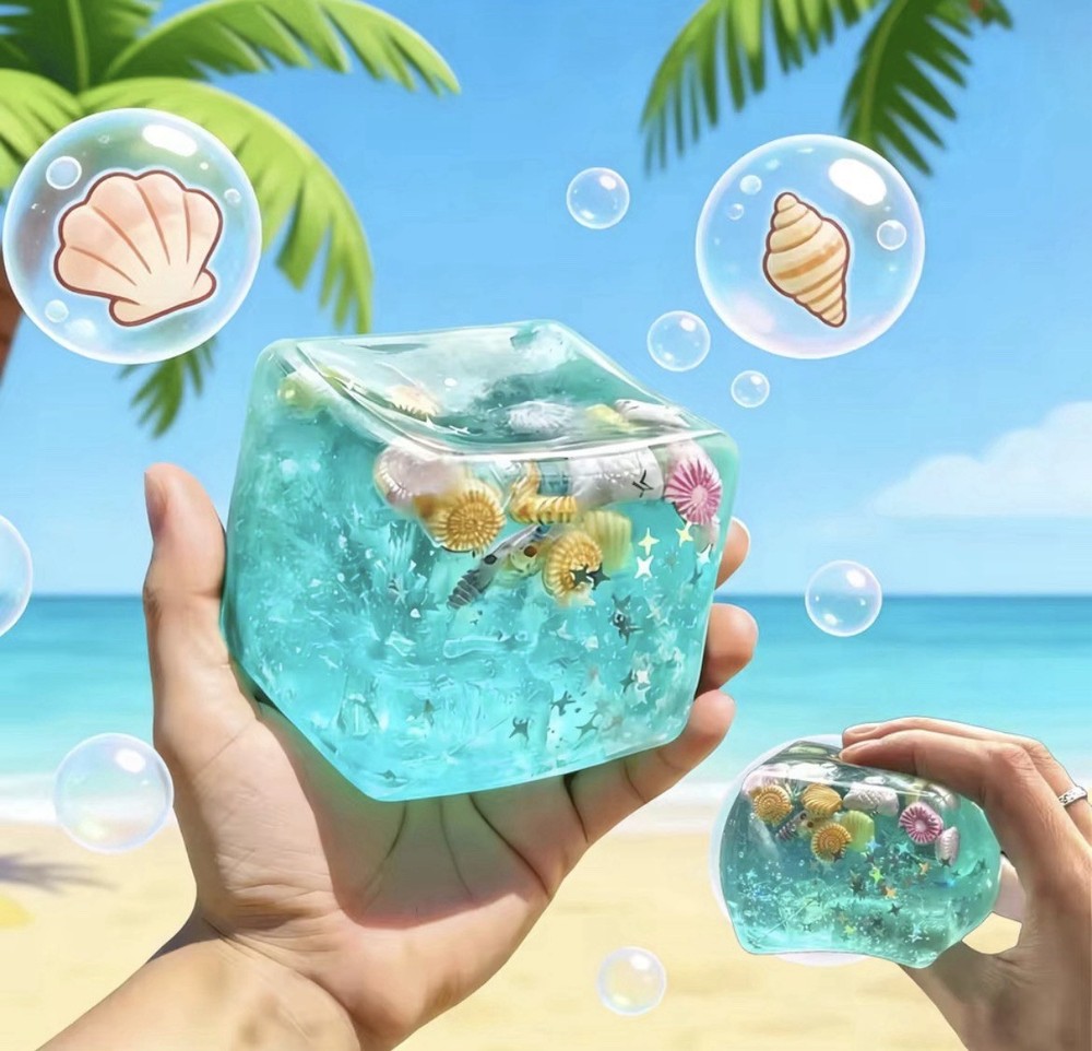 Magic Ocean Cube Squishy – Super Soft Star & Seashell Fidget Toy
