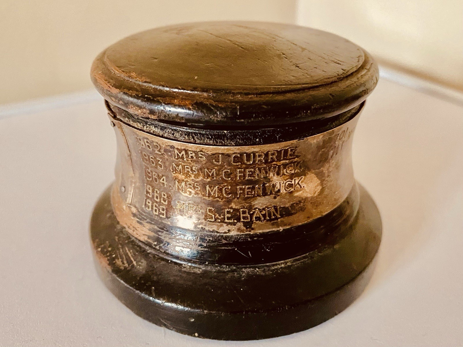 🏆 1962 Trophy Base Wooden Vintage Antique History for Silver Trophies JobLot