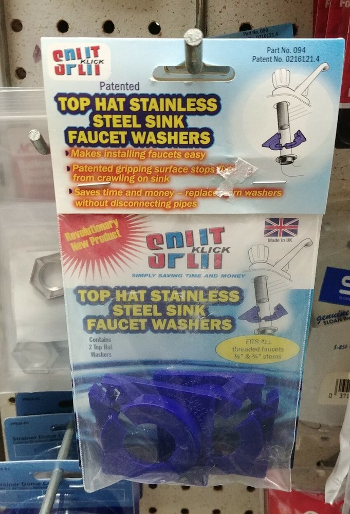 NEW! SPLIT KLICK Top Hat Faucet Washers 2-Pack  094