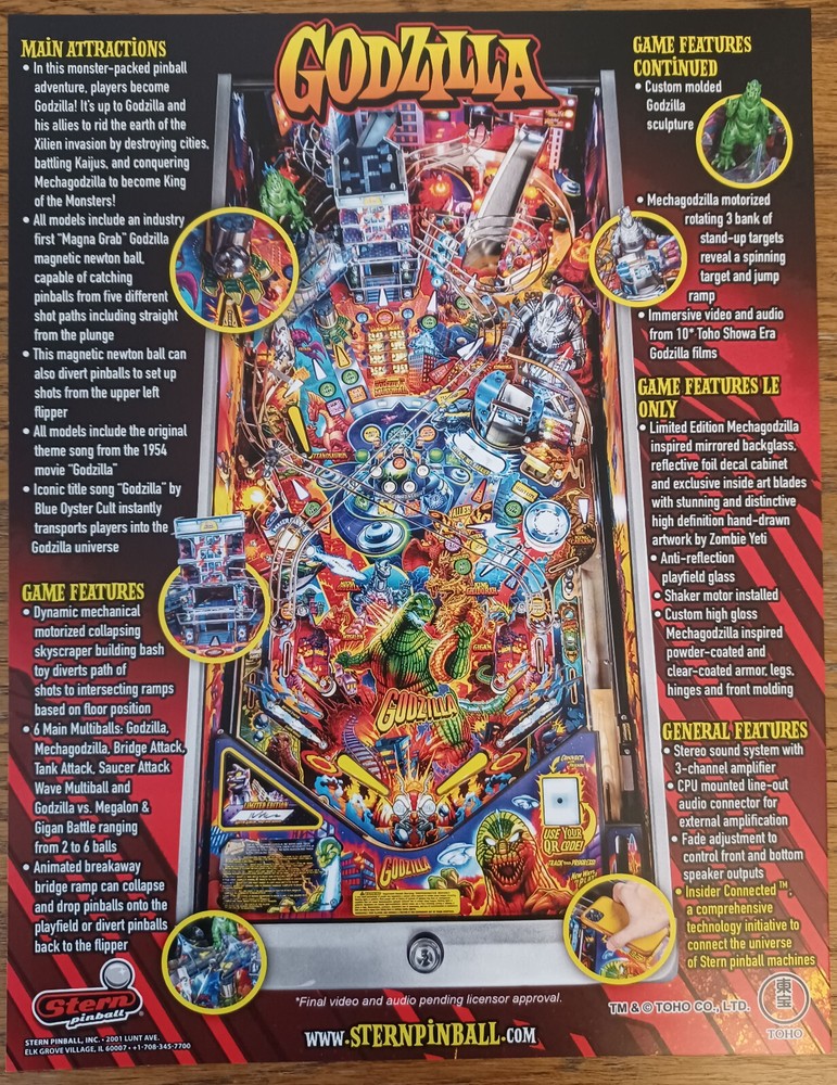 GODZILLA LE Stern Pinball flyer