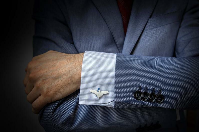 Matt Finish Real Sterling 925 Silver Initials–Military Eagle Shape Fine Cufflink