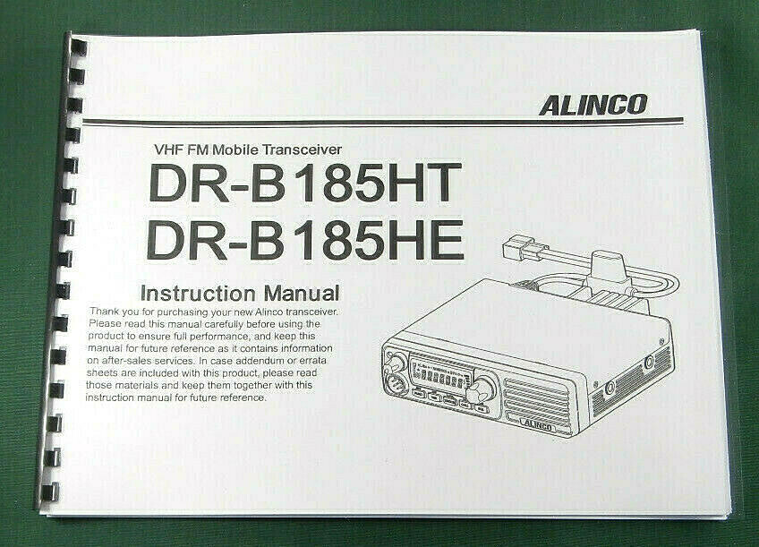 Alinco DR-185HT/HE Instruction Manual: Comb bound & Protective Plastic covers