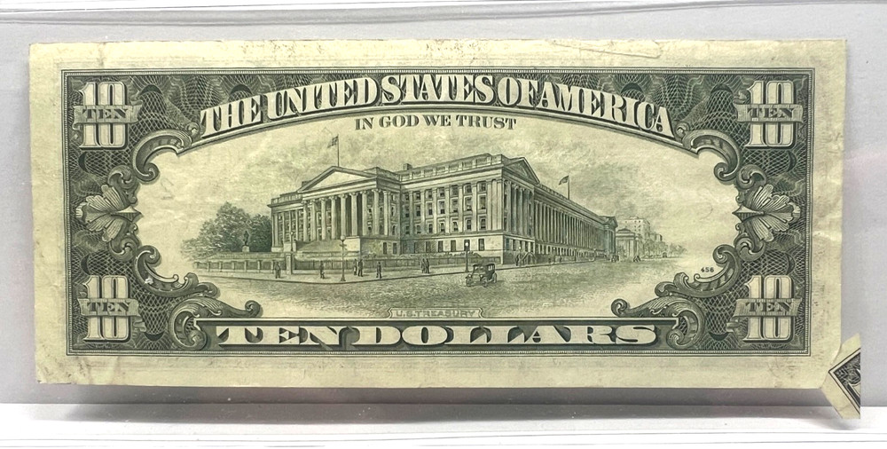 1988-A $10 FRN PRINTED FOLD OVER CURRENCY NOTE ERROR--NICE CONDITION