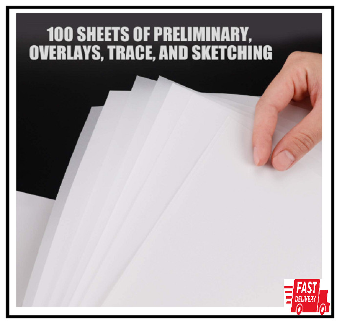 Bachmore 9”x12” Artist’s Tracing Paper Pad, 75 Sheets – Translucent Tracing