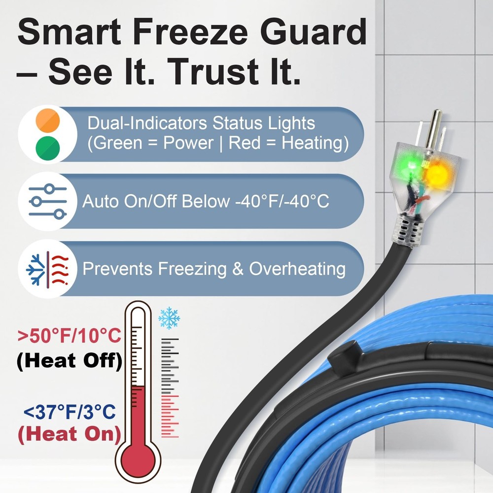 MAXKOSKO Dual Lights Heat Tape – Easy Installation