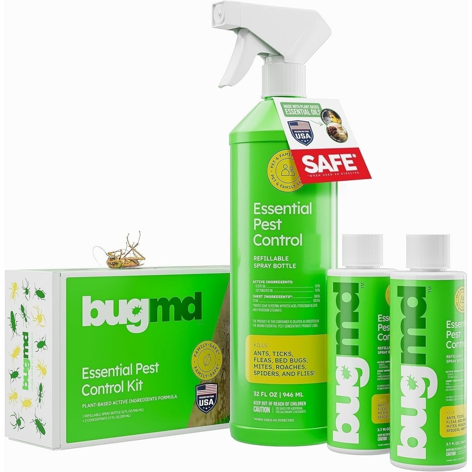 BugMD Essential Pest Control Starter Kit 3.7oz (2pk), Kills Bugs - Free Shipping