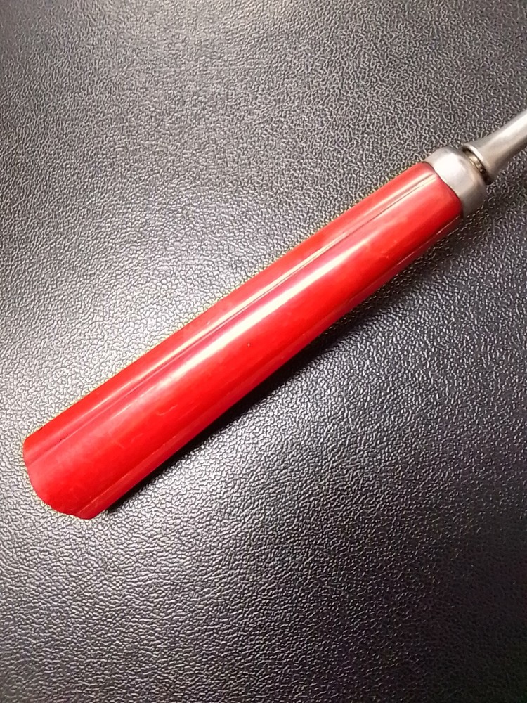 Vintage Bakelite Spoon Red Serving Slotted Pierced