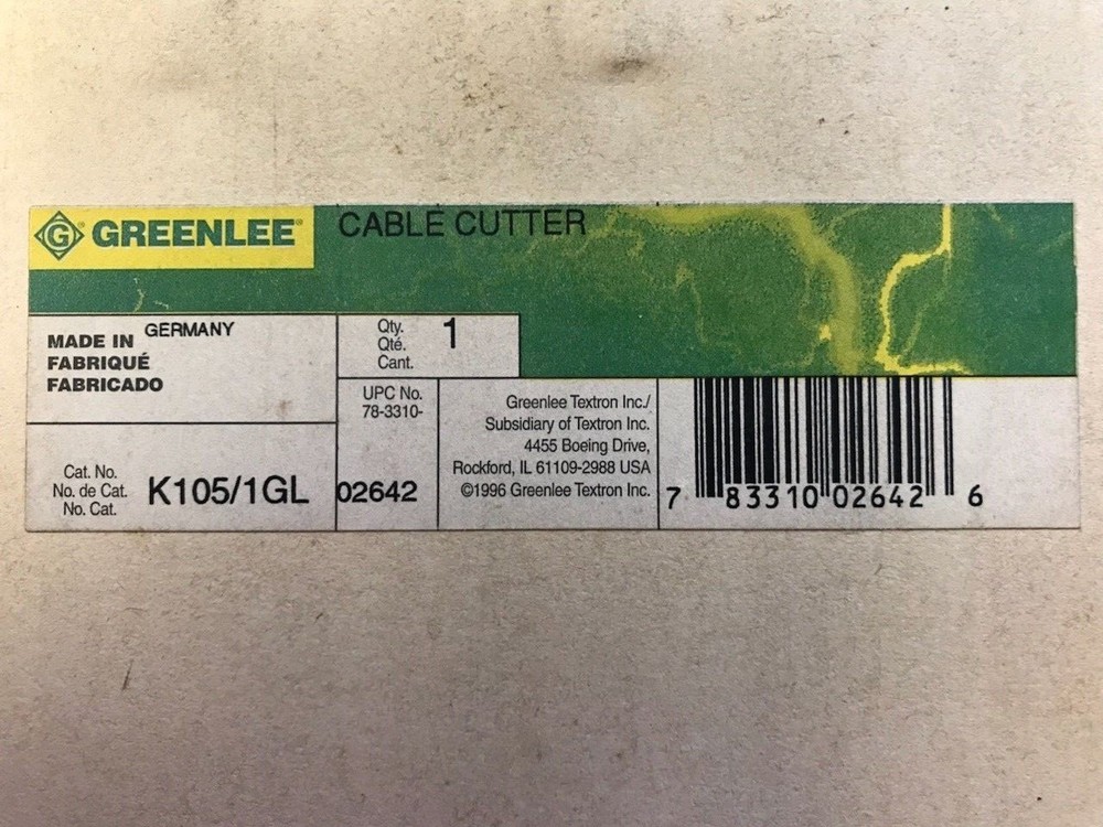 Greenlee K105/1GL Cable Cutter 02642 - with Extendable Handles
