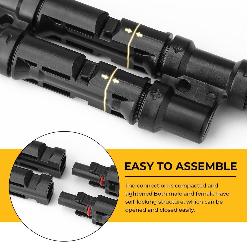 1 Pair T Branch Connectors Solar Panel Connector MMF+FFM for Parallel Connection