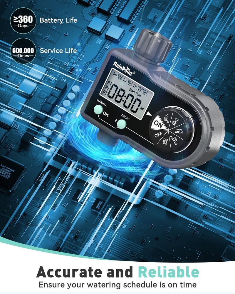 RAINPOINT Sprinkler Timer, Hose Timer with 3 Individual 101P4, Black