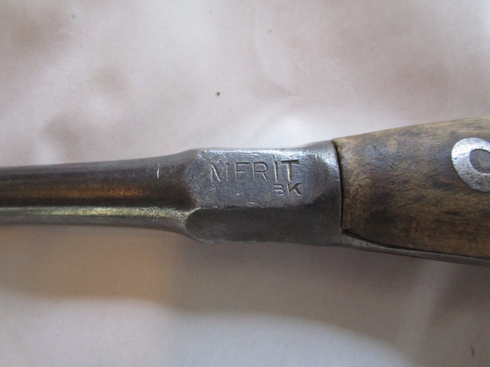 Antique Split Wood Perfect Handle Large Screwdriver, Flat Head, 16", Merit