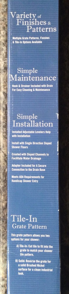 B &K 36” Linear Channel Drain Brushed Nickel w/ Tile Insert Optional