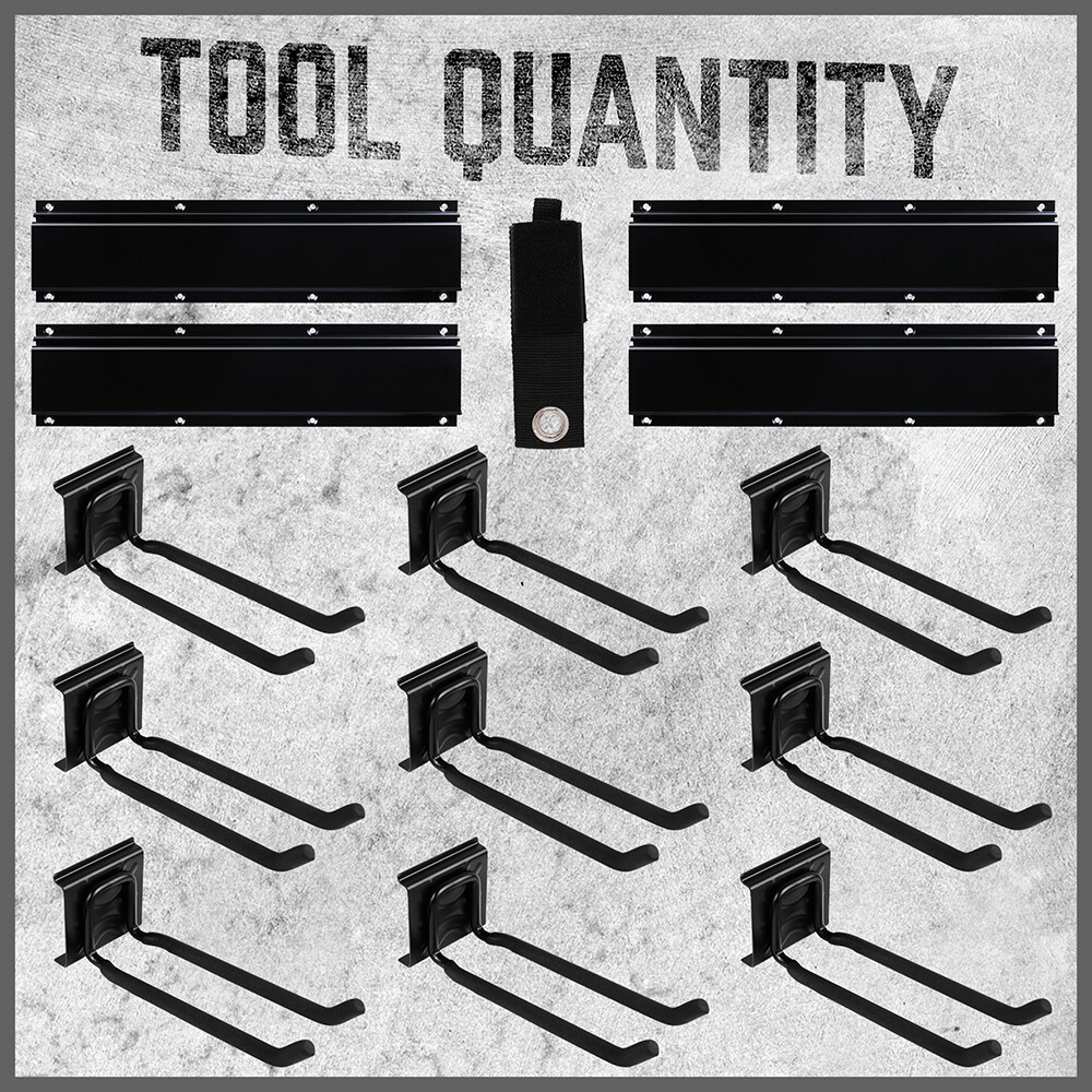 Garage Tool Organization 9pc Double Hooks Holder 64" Utility Rack Wall Mount
