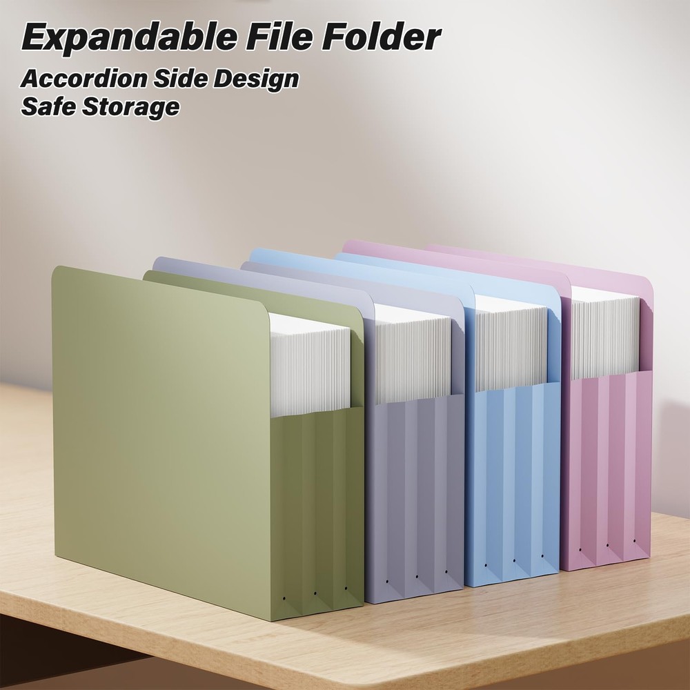 Expanding File Pockets 3.5" Expansion,6 Pack Extra Capacity Poly File Pockets...