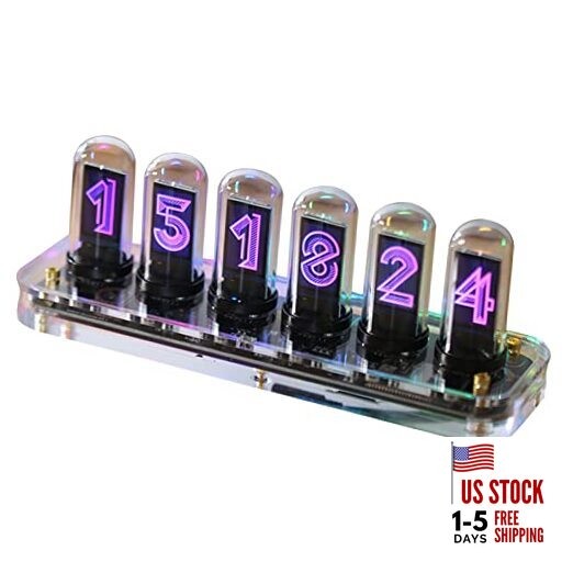 Tube Clock,Imitation Nixie Tube Clock DIY Creative Clock, IPS LCD
