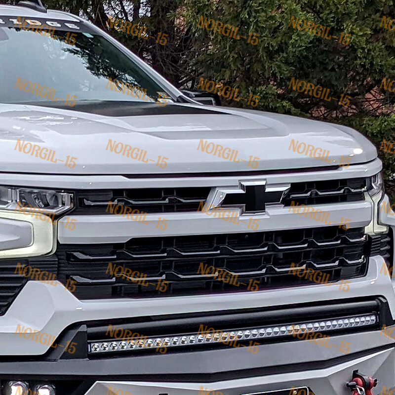 For 2022-2024 Chevrolet Refreshed Silverado 1500 Bowtie Front Grill Black Emblem