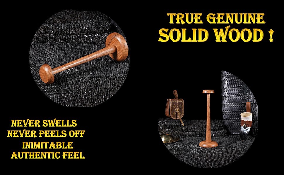 Helmet Stand Wooden Display Armor Roman Spartan Greek Armour Headgear 14.5 Inch