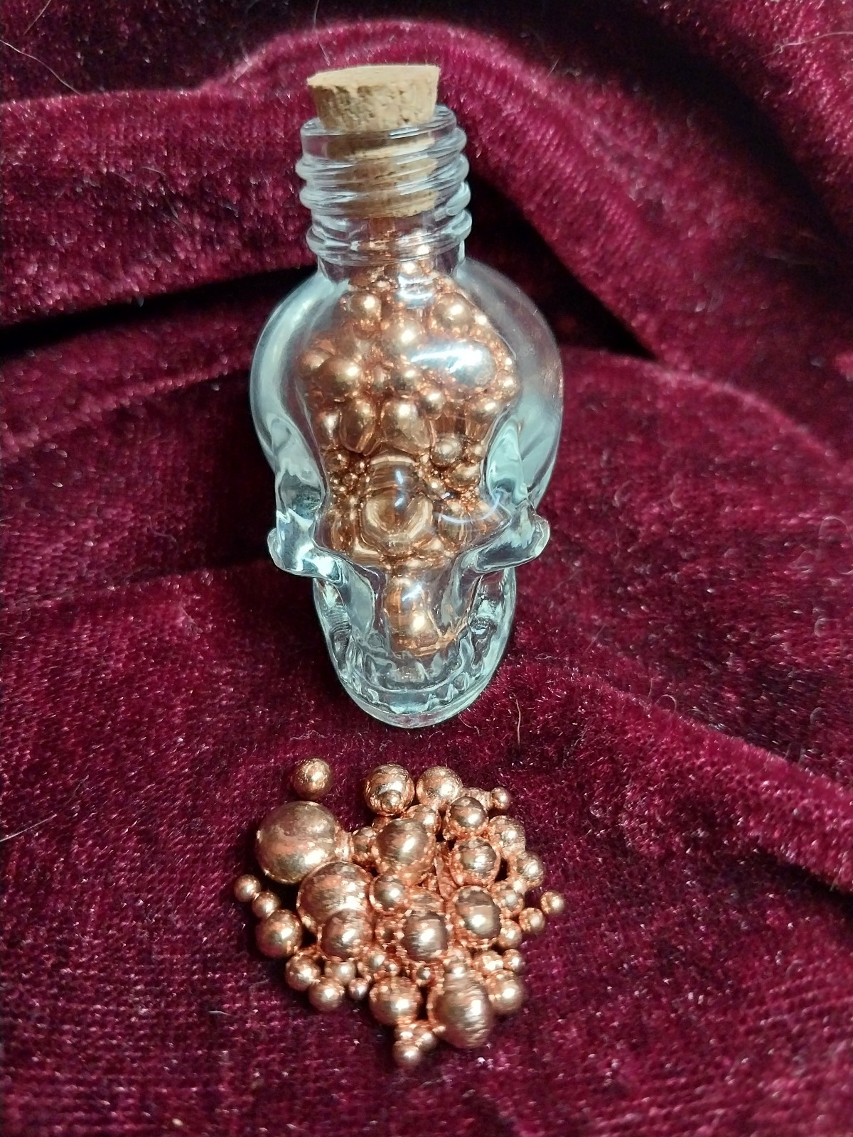 Copper Bullion in Skull Glass Bottle - 99.9 % Pure - 44 Grams - Great Gift!